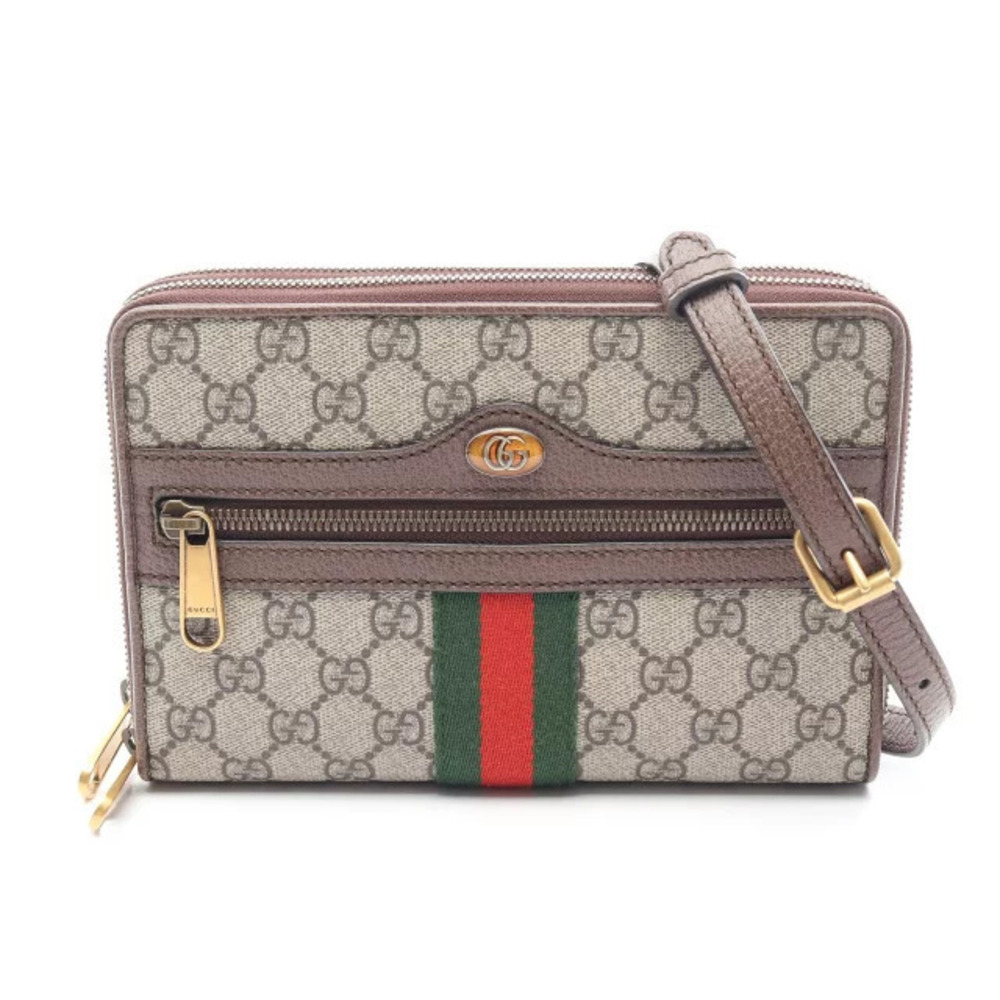 Gucci Ophidia GG Supreme Shoulder Bag Canvas Leather Brown Multicolor